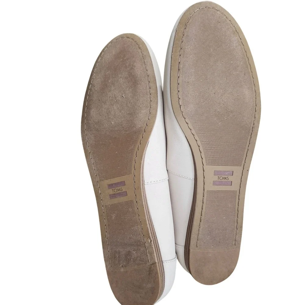 Toms Darcy Loafers Women's Size 11 Natural Leather Flat Shoes Slip On Minimalist